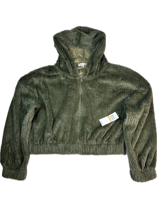 Derek Heart Tops - derek heart Olive Green Faux Fur Cropped Hooded Jacket Size 1X
